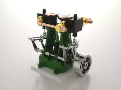 Twin cylinder steam engine 3D model