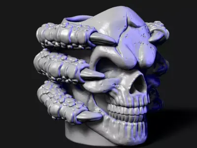 Skull with claws vol1 Penholder cum flowerpot home decor 3D print model