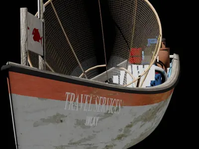 Inle Lake Motor Canoe Low-poly 3D model