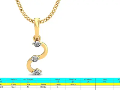 Solitaire Women Pendant 3dm STL OBJ FBX Renders Details 3D print model 72