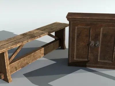 Wood Basic Decoration Set Free low-poly 3D model