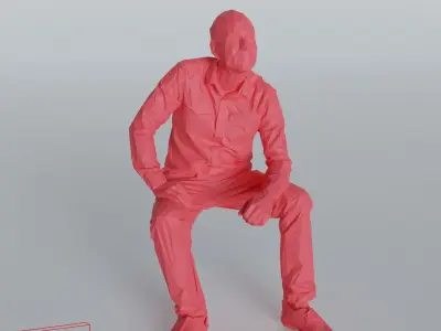 Tim sitting - Low Poly printable Low-poly 3D model