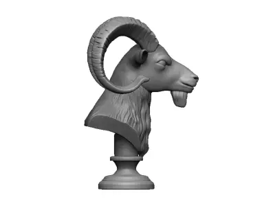 ram head bust 3D print model