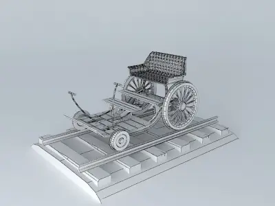 Draisine wooden carriage on tracks Free 3D model