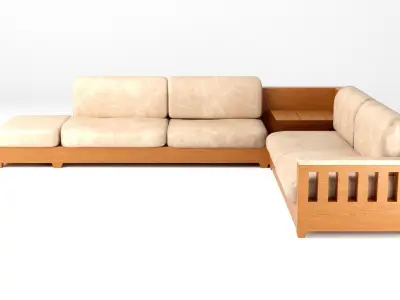 SOFA   L SEAT LOW-POLY AND PBR 3D MODEL Low-poly 3D model