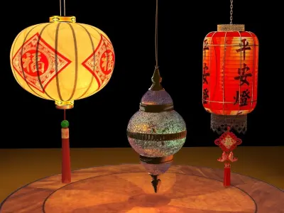 Chinese  red lantern  3D model purchase