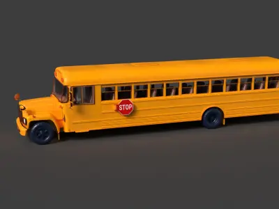 Chinese school bus figure  Low-poly 3D model
