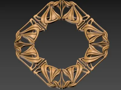 Art Nouveau circle frame 4 3D print model