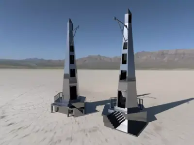 sealight two tall towers in desert Free low-poly 3D model