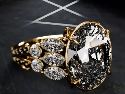 Luxury fingure ring with diamonds big for men Low-poly 3D model