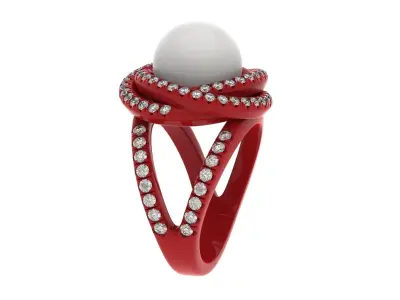 Pearl Engagement Ring 3d printable model  Unique Wedding Ring  3D print model