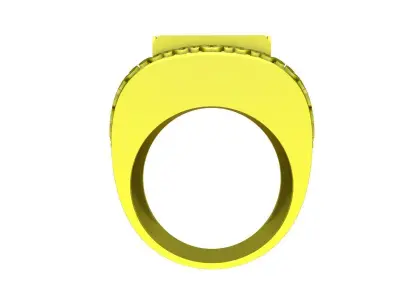 Luxury Engraved Rectangular Gemstone Men Ring 3D Model 4969 3D print model