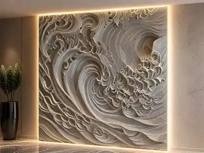 3D Wall Panel mural decor set relief stl 11 3D model