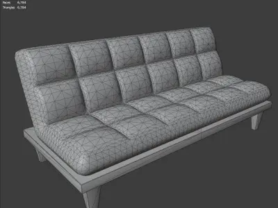 Leather couch - sofa Low-poly 3D model