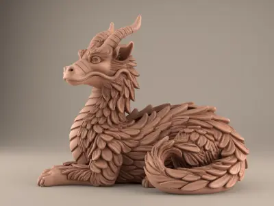 3D Dragon Sculpture Model for Home Decor - STL File 3D print model
