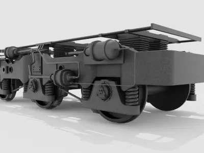 Railway Bogie Low-poly 3D model