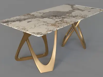 71 Contemporary Dining Table in Gold 3D model