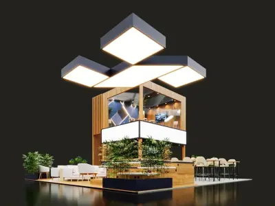 Exhibition Stand - 9m x 9m 3D model 3D model 3D model 3D model