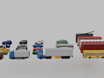 Hong Kong Vehicle Pack  Low-poly 3D model