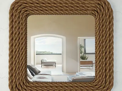 Square Nautical Rope Wall Mirror 3D model