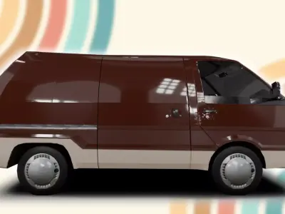 Old Classic Van with Interior  Low-poly 3D model