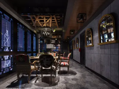 restaurant interior scenes 3D model