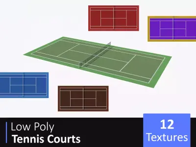 Tennis Courts Pack Low-poly 3D model