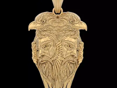 Eagle man pendant silver gold printable jewelry 3D model 3D print model