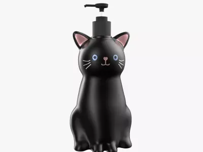 Cat Liquid Soap Dispenser Black Version 3D model
