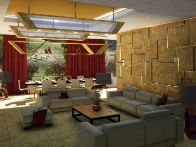 Villa modern house with roof 3D model