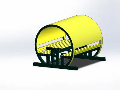 Kamelya circular bench with seat 3D print model