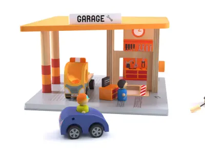 Garage wood toy Garage jouet en bois 3D model