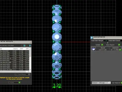 U Shaped Eternity Ring 3 point 2 mm stone size swiss 18 and EU58 3D print model