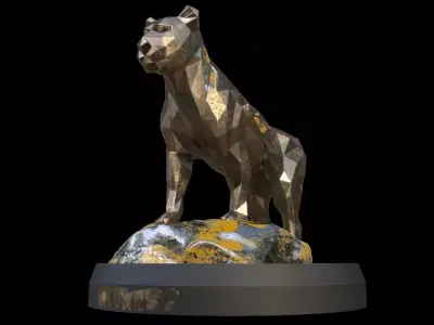 Steampunk Lioness Rock Low-poly 3D model