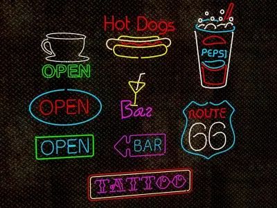 Neon Signs Set 3D model