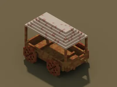 Free Cart Voxel Model From Main Wild West Bundle OBJ PLY QB Free low-poly 3D model