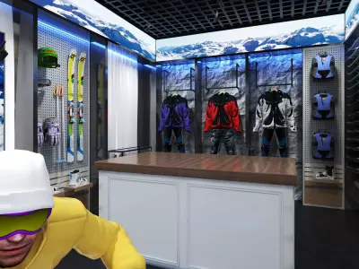 Ski Equipment Store Low-poly 3D model