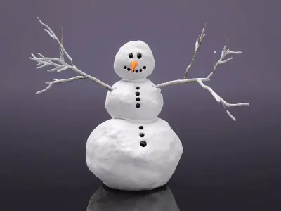 Snowman Low-poly 3D model