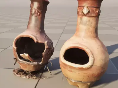 Rustic Clay Chimenea Fireplace Oven x2 Low-poly 3D model