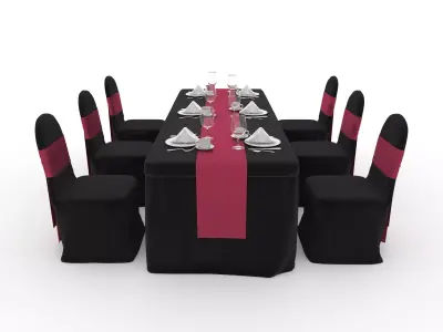 Banquet Table and Chair 144 3D model