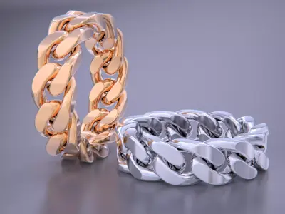 Moveable Cuban Link Chain Ring-15 files 3D print model