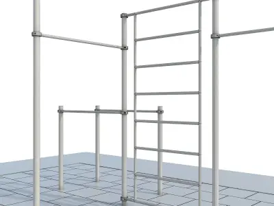 Sports ground with pull up bars 3D model