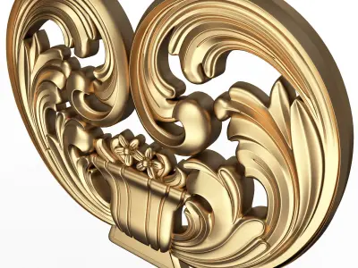 Carved Flower Decor 07 Low-poly 3D model