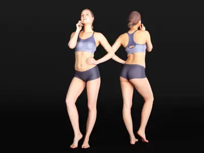 Scan sporty female 19 Low-poly 3D model