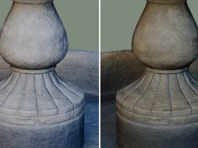 Concrete Garden Water Fountain old dirty Free low-poly 3D model