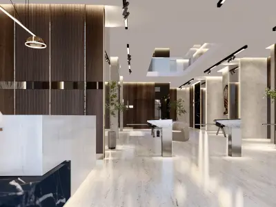 Modern hotel lobby   sketchup design 3D model