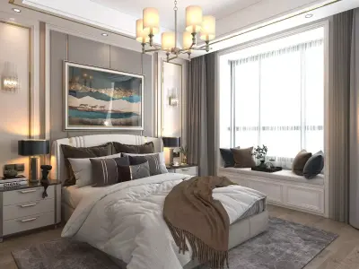 Modern Bedroom Scene 5 3D model