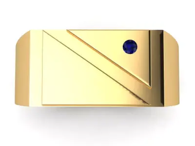 Geometric ring with triangular detail and 2mm brilliant 3D print model