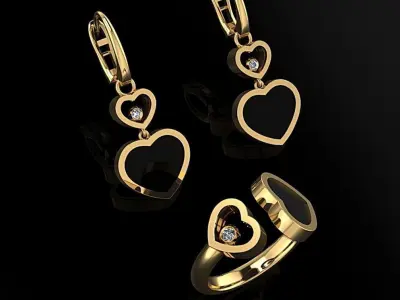 Chopard Ring and Earrings 3D print model