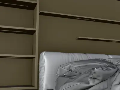 LuxeGlow Modern Bed with Integrated Storage Low-poly 3D model